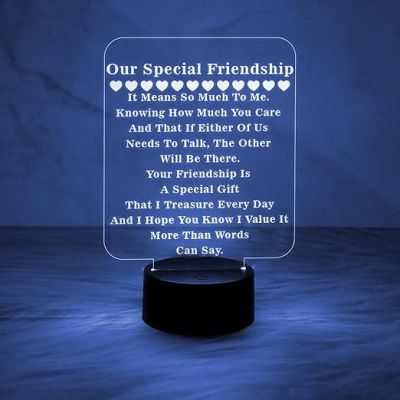 Our Special Friendship Engraved Quote Night Lamp with 7 Color Changing Light  Birthday Gift for Special Friend  Gift for Bestie  Memorable Gift