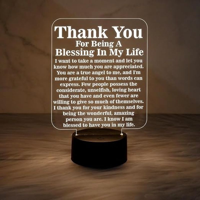 Thankyou for Being A Blessing in My Life Engraved Night Lamp with Warm White Color Changing Light  Thankyou Gift for Teacher Parents & Friends