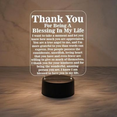 Thankyou for Being A Blessing in My Life Engraved Night Lamp with Warm White Color Changing Light  Thankyou Gift for Teacher Parents & Friends
