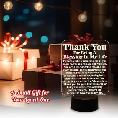 Thankyou for Being A Blessing in My Life Engraved Night Lamp with Warm White Color Changing Light  Thankyou Gift for Teacher Parents & Friends