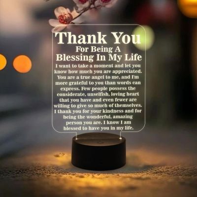 Thankyou for Being A Blessing in My Life Engraved Night Lamp with Warm White Color Changing Light  Thankyou Gift for Teacher Parents & Friends