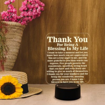 Thankyou for Being A Blessing in My Life Engraved Night Lamp with Warm White Color Changing Light  Thankyou Gift for Teacher Parents & Friends
