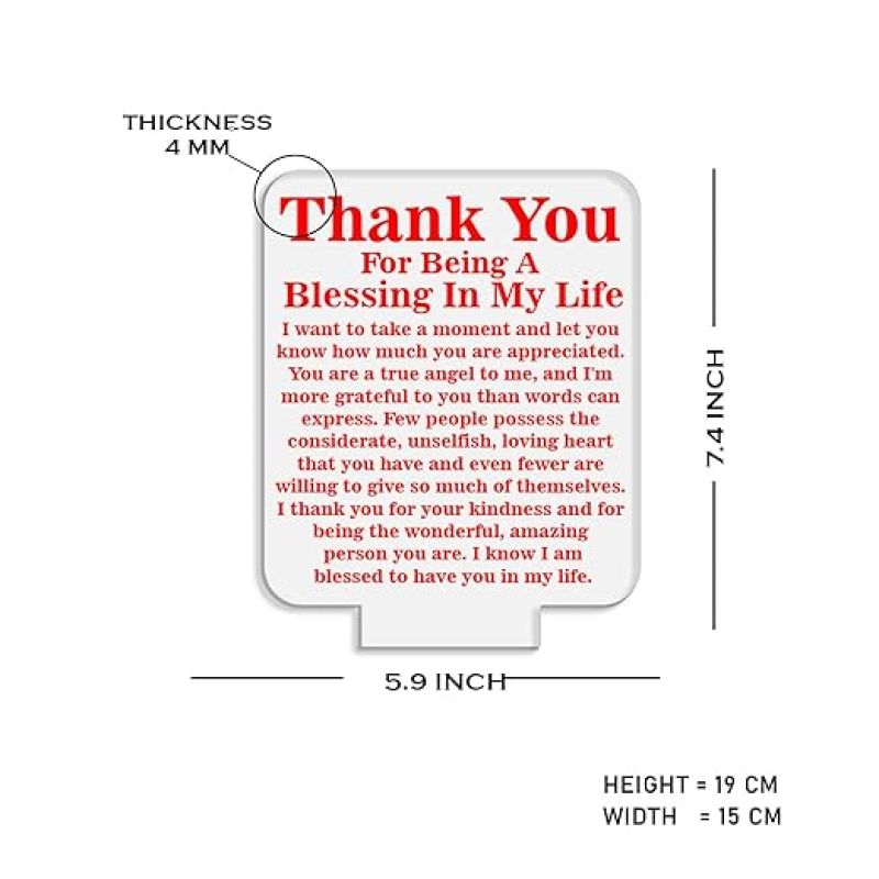 Thankyou for Being A Blessing in My Life Engraved Night Lamp with 7 Color Automatic Color Changing Light Thankyou Gift for Teacher Parents & Friends