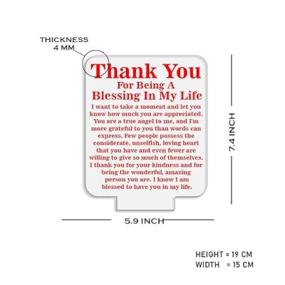 Thankyou for Being A Blessing in My Life Engraved Night Lamp with 7 Color Automatic Color Changing Light Thankyou Gift for Teacher Parents & Friends