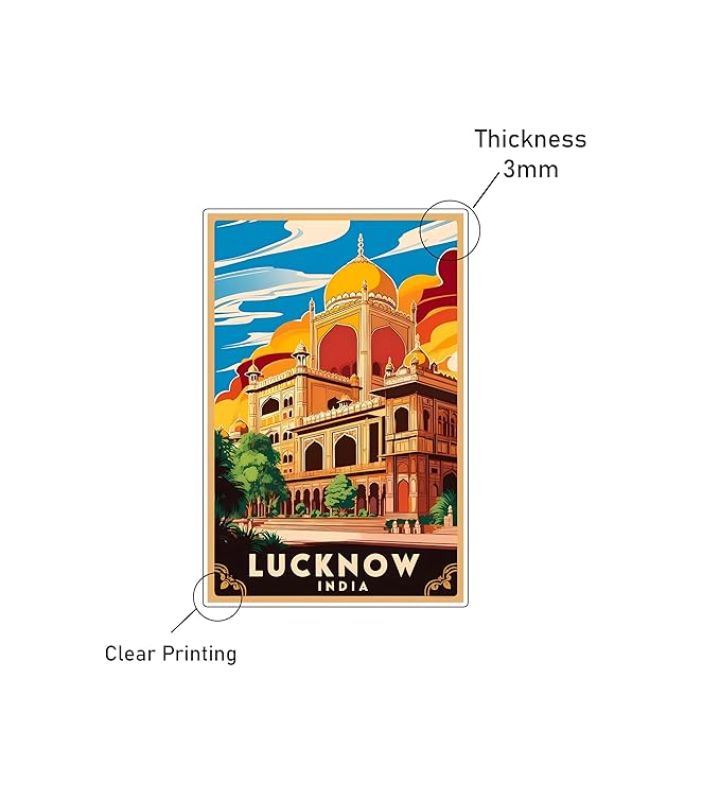 Lucknow Fridge Magnet Indian State Theme Wooden Fridge Magnet for Home Office Kitchen Refrigerator Door Stylish Decor Souvenir Gift