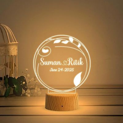 Customized Name Lamp Personalized LED Lamp for Couples Marriage Anniversary  Customized Couple Gift  Valentine Day Gift  Gift for Wife, Husband, Friend (Warm White Light)