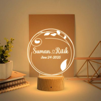 Customized Name Lamp Personalized LED Lamp for Couples Marriage Anniversary  Customized Couple Gift  Valentine Day Gift  Gift for Wife, Husband, Friend (Warm White Light)