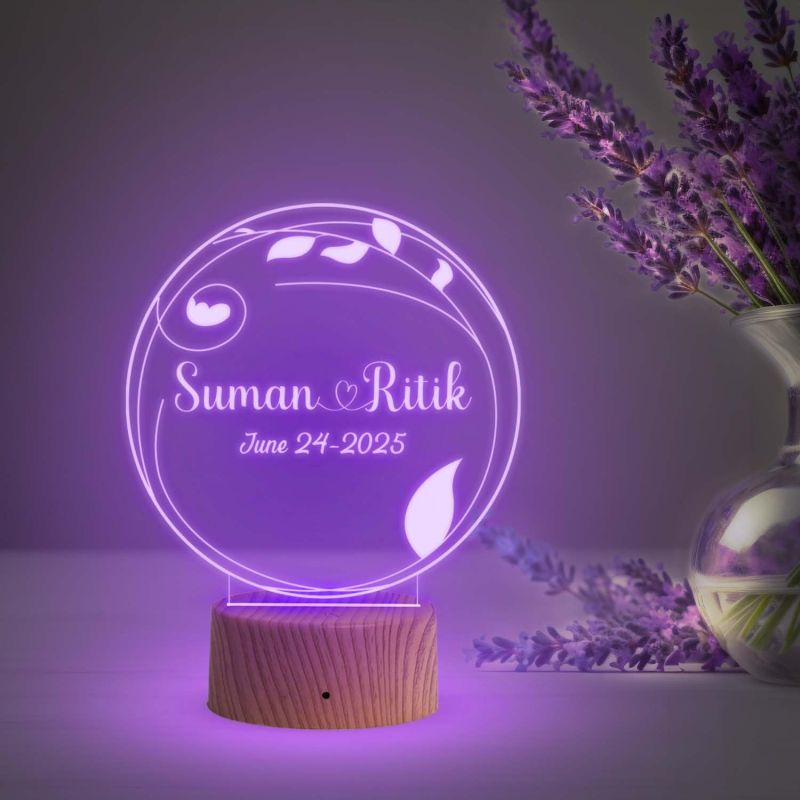 Customized Name Lamp Personalized LED Lamp for Couples Marriage Anniversary  Customized Couple Gift  Valentine Day Gift  Gift for Wife, Husband, Friend (Multicolored Light)