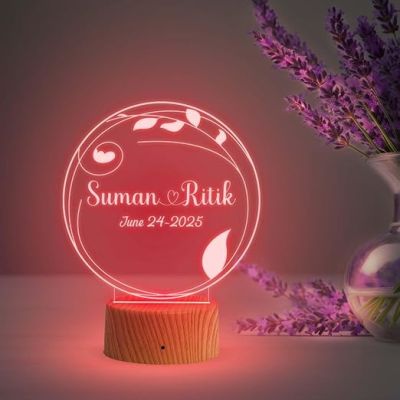 Customized Name Lamp Personalized LED Lamp for Couples Marriage Anniversary  Customized Couple Gift  Valentine Day Gift  Gift for Wife, Husband, Friend (Multicolored Light)