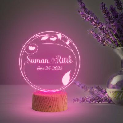 Customized Name Lamp Personalized LED Lamp for Couples Marriage Anniversary  Customized Couple Gift  Valentine Day Gift  Gift for Wife, Husband, Friend (Multicolored Light)