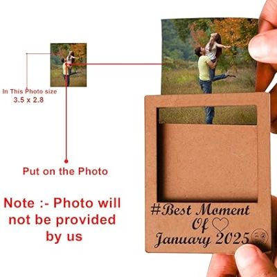 Pack of 12 Wooden Photo Fridge Magnet  Capture Your Best Moment Photo Frame  Blank Cutouts Magnets  Gift For Family, Friend  Refrigerator & Almirah Decor Magnet (Best Moment of 2025)