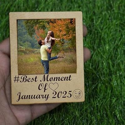 Pack of 12 Wooden Photo Fridge Magnet  Capture Your Best Moment Photo Frame  Blank Cutouts Magnets  Gift For Family, Friend  Refrigerator & Almirah Decor Magnet (Best Moment of 2025)