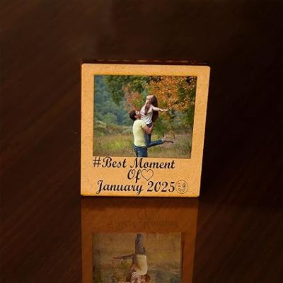 Pack of 12 Wooden Photo Fridge Magnet  Capture Your Best Moment Photo Frame  Blank Cutouts Magnets  Gift For Family, Friend  Refrigerator & Almirah Decor Magnet (Best Moment of 2025)