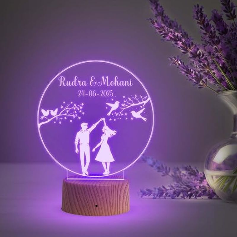 Personalized Cute Couple Night Lamp with Automatic Color Changing Light  Gift for Anniversary Birthday Valentine Day  Gift for Loveable Person