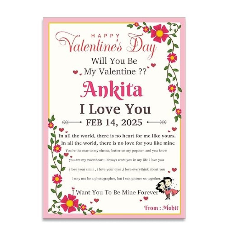 Personalized Happy Valentine Day Love Agreement Letter  Purpose Day Gift for Boyfriend Girlfriend  Love Letter for Girlfriend  Gift For Valentine Day