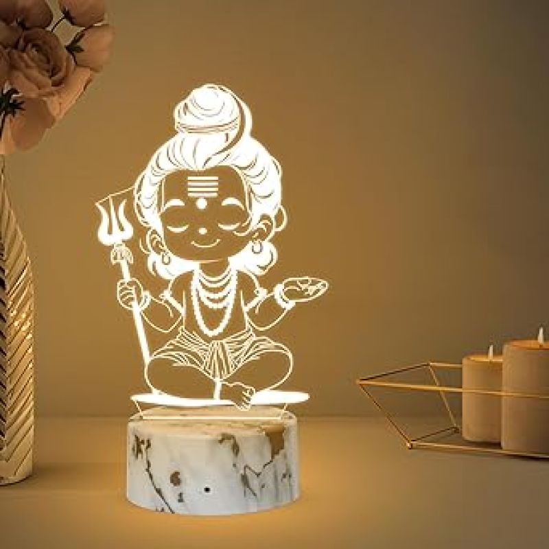 3D Illusion Lord Shiva Night Lamp with Warm White Religious Lamp  Gift for Shiv Bhakt  Blessing Gift for Loveable Person