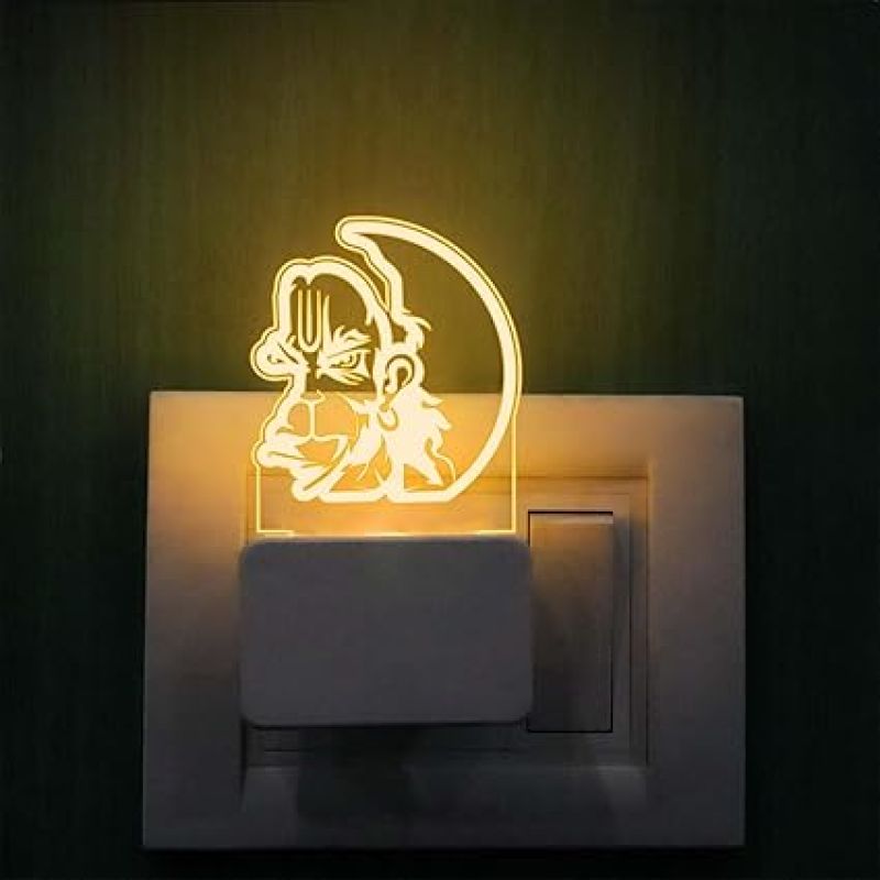 3D Illusion Lord Hanuman Plug Night Lamp with Warm White Light  Home & Office Decoration  Religious Led Lamp  Pooja Room Decor Light