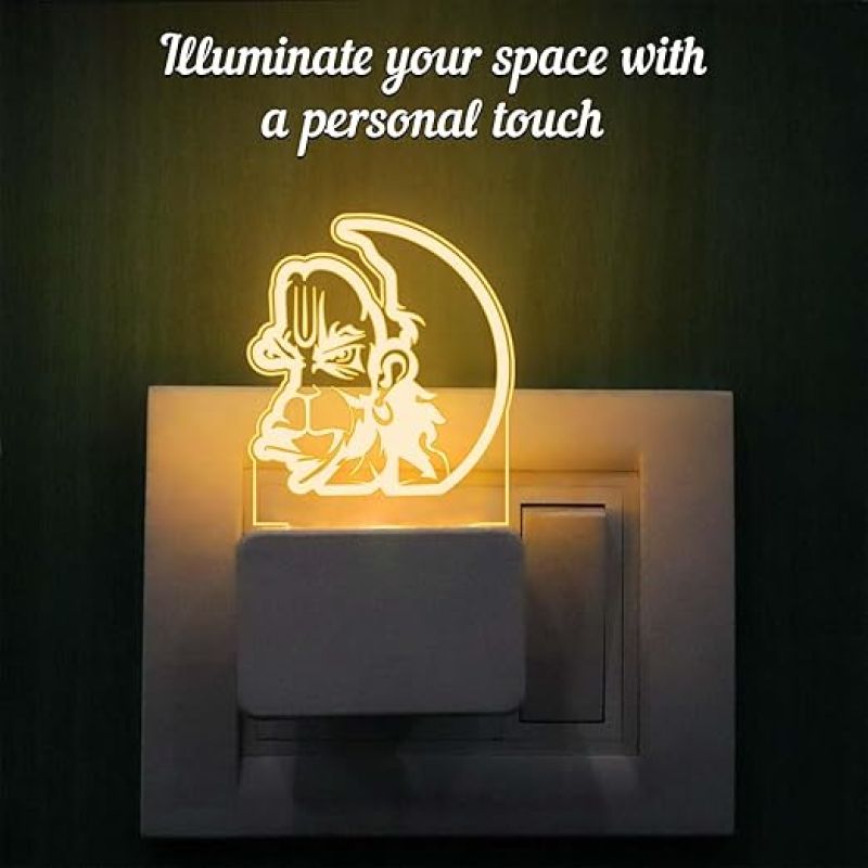 3D Illusion Lord Hanuman Plug Night Lamp with Warm White Light  Home & Office Decoration  Religious Led Lamp  Pooja Room Decor Light