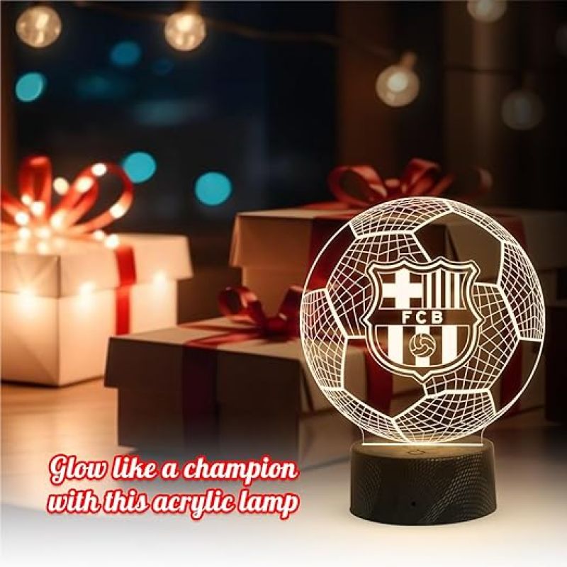 3D Illusion Football Night Lamp with Warm White Light  Bedside Table Lamp  Birthday Gift for Football Player