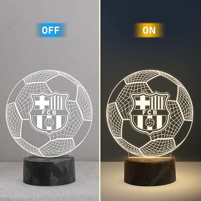 3D Illusion Football Night Lamp with Warm White Light  Bedside Table Lamp  Birthday Gift for Football Player