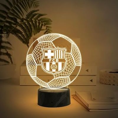 3D Illusion Football Night Lamp with Warm White Light  Bedside Table Lamp  Birthday Gift for Football Player