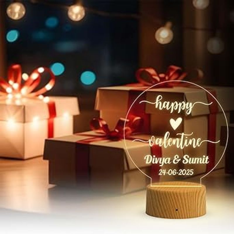 3D Illusion Personalized Happy Valentine Day Lamp with Warm White Light  Romantic Gift for Valentine’s Day  Gift for Wife Husband Boyfriend Girlfriend