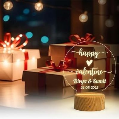 3D Illusion Personalized Happy Valentine Day Lamp with Warm White Light  Romantic Gift for Valentine’s Day  Gift for Wife Husband Boyfriend Girlfriend