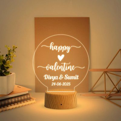 3D Illusion Personalized Happy Valentine Day Lamp with Warm White Light  Romantic Gift for Valentine’s Day  Gift for Wife Husband Boyfriend Girlfriend