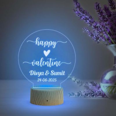 3D Illusion Personalized Happy Valentine Day Lamp with Automatic Color Changing Light  Romantic Gift for Valentine’s Day  Gift for Wife Husband Boyfriend Girlfriend