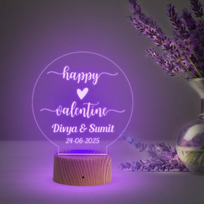 3D Illusion Personalized Happy Valentine Day Lamp with Automatic Color Changing Light  Romantic Gift for Valentine’s Day  Gift for Wife Husband Boyfriend Girlfriend
