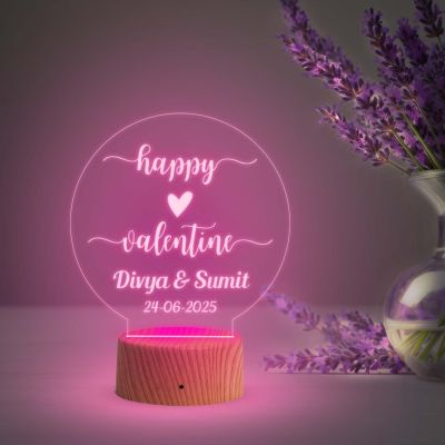3D Illusion Personalized Happy Valentine Day Lamp with Automatic Color Changing Light  Romantic Gift for Valentine’s Day  Gift for Wife Husband Boyfriend Girlfriend