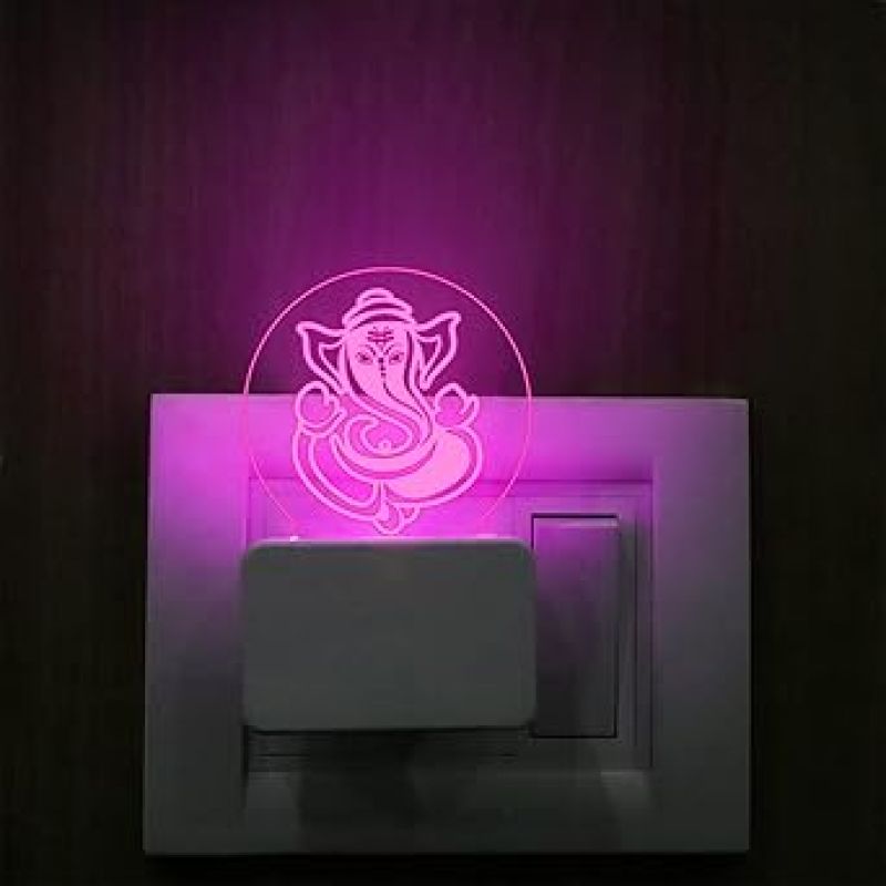 3D Illusion Lord Ganesha Plug Night lamp Multicolored Best Gift for Diwali