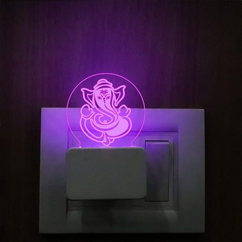 3D Illusion Lord Ganesha Plug Night lamp Multicolored Best Gift for Diwali