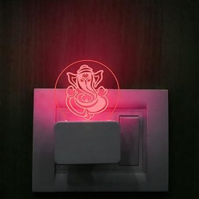 3D Illusion Lord Ganesha Plug Night lamp Multicolored Best Gift for Diwali