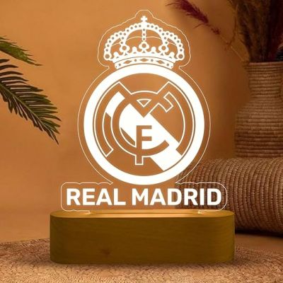 3D Illusion Real Madrid Desk Table Lamp with Warm White Light Bedside Table Lamp  Birthday Gift for Football Player