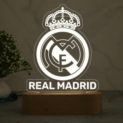 3D Illusion Real Madrid Desk Table Lamp with Warm White Light Bedside Table Lamp  Birthday Gift for Football Player