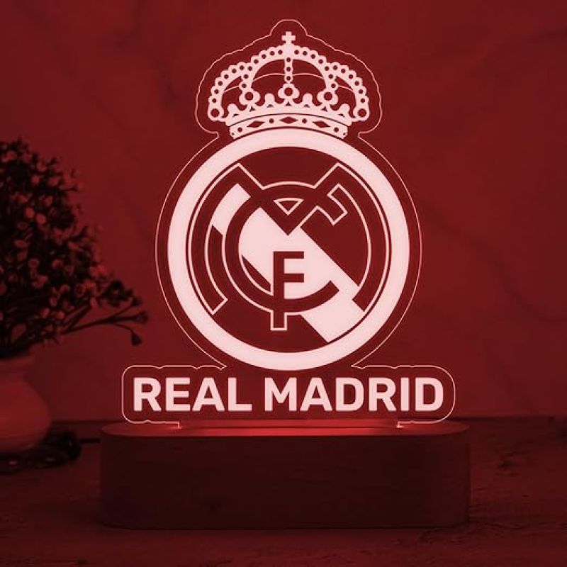 3D Illusion Real Madrid Desk Table Lamp with Automatic Color Changing Light  Bedside Table Lamp  Birthday Gift for Football Player