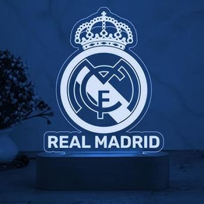 3D Illusion Real Madrid Desk Table Lamp with Automatic Color Changing Light  Bedside Table Lamp  Birthday Gift for Football Player