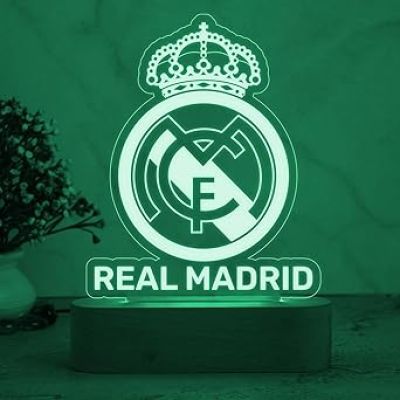 3D Illusion Real Madrid Desk Table Lamp with Automatic Color Changing Light  Bedside Table Lamp  Birthday Gift for Football Player