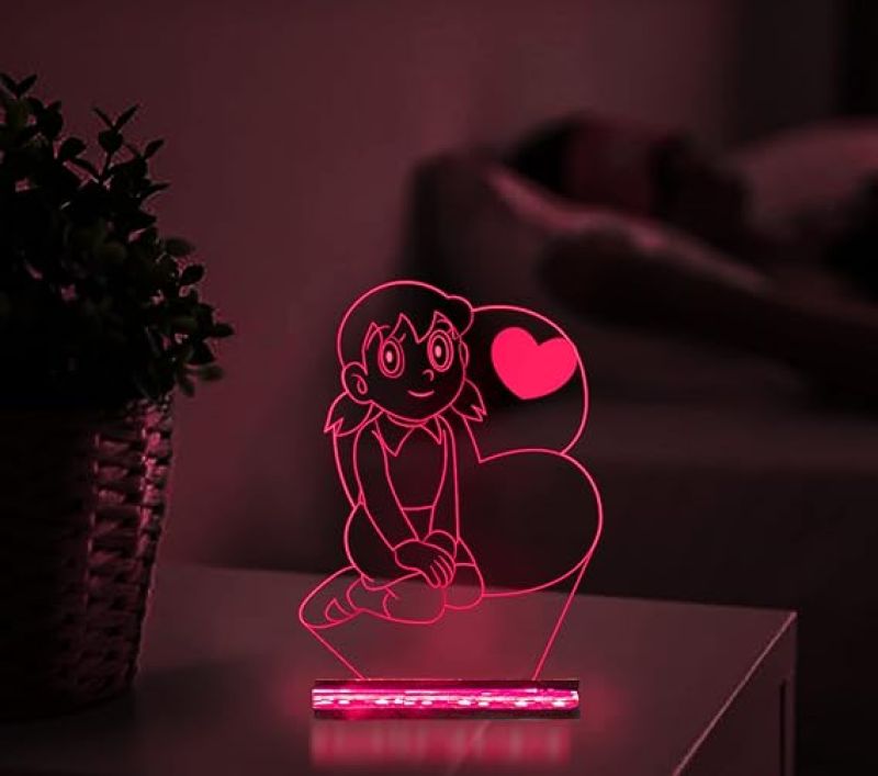 3D Illusion Suzuka Cartoon Night Lamp with 16 Color Changing Light with Remote Control Best Gift for Children Girls Boys Gift for Cartoon Lover Wooden Base