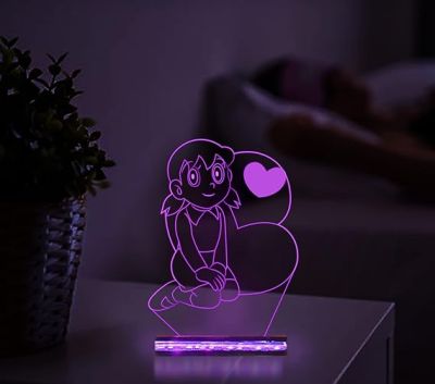 3D Illusion Suzuka Cartoon Night Lamp with 16 Color Changing Light with Remote Control Best Gift for Children Girls Boys Gift for Cartoon Lover Wooden Base