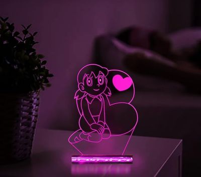 3D Illusion Suzuka Cartoon Night Lamp with 16 Color Changing Light with Remote Control Best Gift for Children Girls Boys Gift for Cartoon Lover Wooden Base