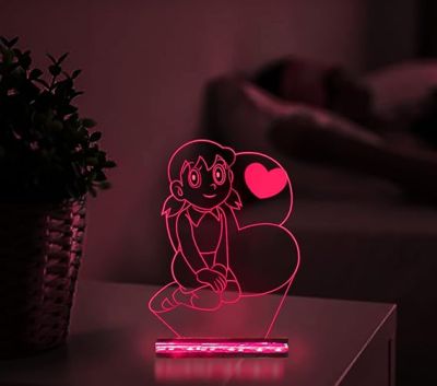 3D Illusion Suzuka Cartoon Night Lamp with 16 Color Changing Light with Remote Control Best Gift for Children Girls Boys Gift for Cartoon Lover Wooden Base