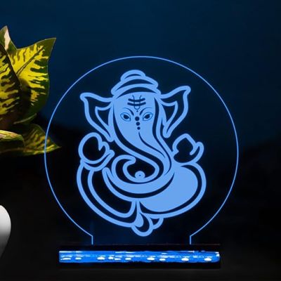 3D Illusion Night Light Lord Ganesha Lamp with 16 Color Changing Light with Remote Control Best Gift Idea Diwali for Friends & Family Home Office Bedroom Decor Wooden Base