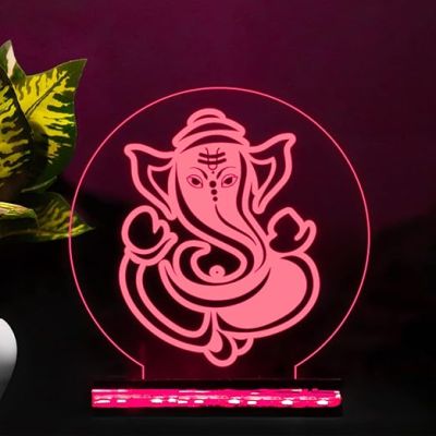 3D Illusion Night Light Lord Ganesha Lamp with 16 Color Changing Light with Remote Control Best Gift Idea Diwali for Friends & Family Home Office Bedroom Decor Wooden Base