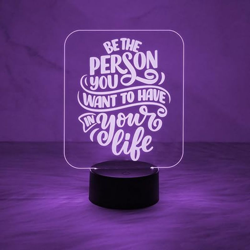 Motivation Thought Acrylic Desk Table Lamp with 7 Color Changing Light & Touch Control  Gift for Friend  Birthday Gift Lamp  Bedside Desk Table Lamp