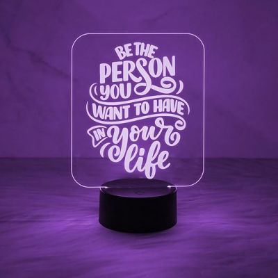 Motivation Thought Acrylic Desk Table Lamp with 7 Color Changing Light & Touch Control  Gift for Friend  Birthday Gift Lamp  Bedside Desk Table Lamp