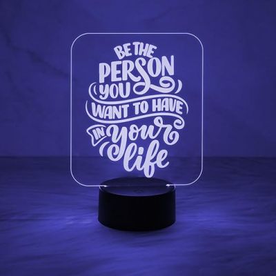 Motivation Thought Acrylic Desk Table Lamp with 7 Color Changing Light & Touch Control  Gift for Friend  Birthday Gift Lamp  Bedside Desk Table Lamp