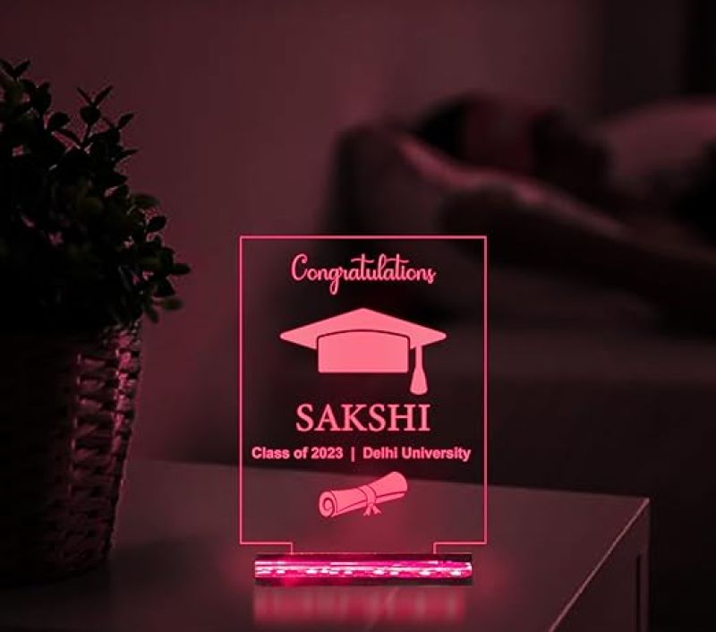 Customized Led Night Lamp with 16 Color Changing Light with Remote Control Wooden Base Graduation Gift for Daughter, Son, Nursing Students