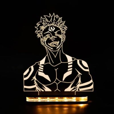 Jujutsu Kaisen Anime Led Night lamp for Bedroom Decor Night lamp Warm White Light Gift for Birthday (Wooden Base)